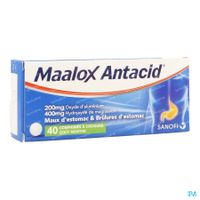 Maalox Antacid 200mg/400mg - Brûlures D'Estomac 40 comprimés à croquer