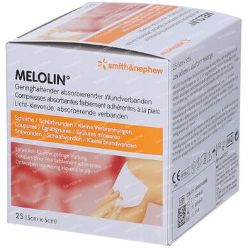 Melolin Compresses Absorbantes Faiblement Adhérentes à la Plaie Stérile 5 x 5 cm 66030260 25 compresses