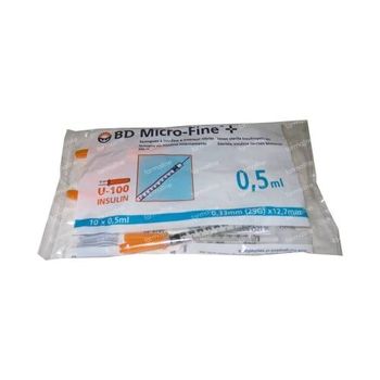 BD Microfine+ Seringue Insuline 0.5ml 29g 12.7mm 10 pièces