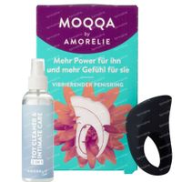 Moqqa by Amorelie Cockring Vibrant + Amorelie Care Nettoyant 2 en 1 pour Sextoys & Zones Intimes 1  set