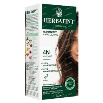 Herbatint 4N Châtain – Coloration Permanente Végane 100 % Bio – aux 8 Extraits de Plantes 150 ml