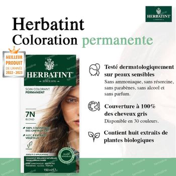 Herbatint 7N Blond – Coloration Permanente Végane 100 % Bio – aux 8 Extraits de Plantes 150 ml