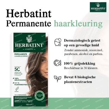 Herbatint Permanente Haarkleuring 5C Licht As Kastanje 150 ml crème coloration