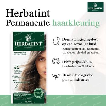Herbatint Permanente Haarkleuring 6C Donker As Blond 150 ml kleurcrème