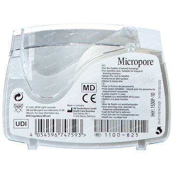 3M Micropore Surgical Tape Dispenser 2,5cmx9,14m 1530-1/D 1 stuk