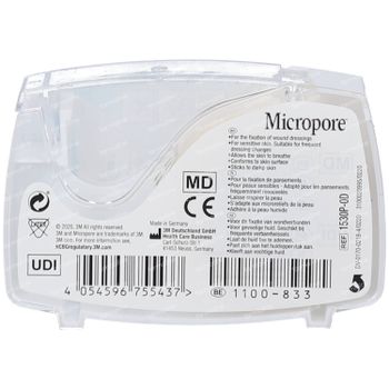 3M Micropore Sparadrap Chirurgical Dévidoir 1,25cm x 9,15m 1530-0/D 1 pièce