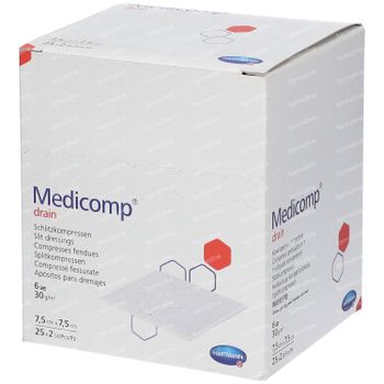 Hartmann Medicomp Drain Stérile Compresse 6 Plis 7.5 x 7.5cm 421533 50 st