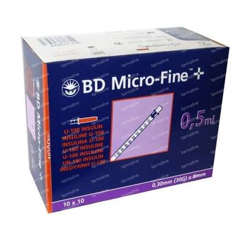 BD Microfine+ Seringue Insuline 0.5ml 30g 8mm 100 st
