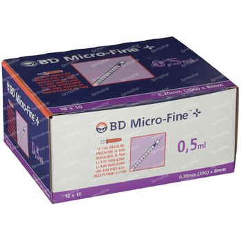 BD Microfine+ Insuline Spuit 0.5ml 30g 8mm 100 st