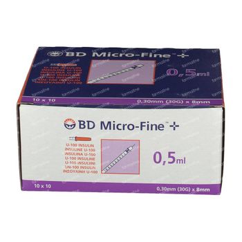 BD Microfine+ Insuline Spuit 0.5ml 30g 8mm 100 st