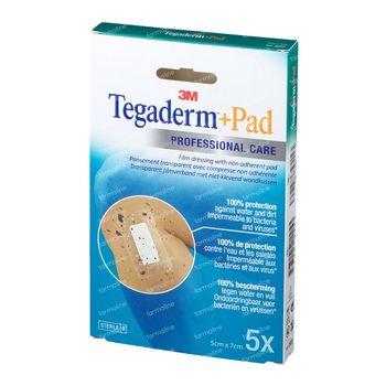 3M Tegaderm + Pad Pansement Transparant Avec Compresse Absorbante 5cmx7cm 5 pièces