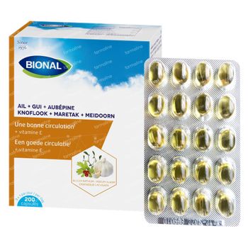 Bional Knoflook + Maretak + Meidoorn – Circulatie en Afweersysteem –Voedingssupplement met Vitamine E  200 capsules