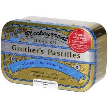 Grethers Pastilles Blackcurrant Sans Sucre 440 g