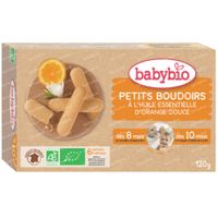 Babybio Boudoirs Bio – Alimentation bio – Biscuits pour Bébé au goût d'Orange – 8 Mois 120 g