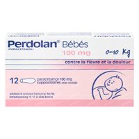 Perdolan® Baby’s 100mg - Pour le Traitement Symptomatique de la Fièvre et de la Douleur 12 suppositoires