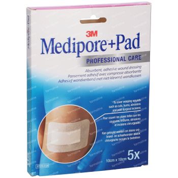 3M Medipore + Pad Surgical Tape Met Absorberend Kompres 10cm X 10cm 3566EP 5 st