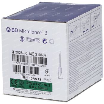 BD Microlance 3 Naald 21G 1 1/2 RB 0.8x40 mm Groen 100 st