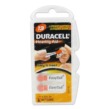 Duracell Easy Tab Hoorbatterij Da13 Oranje 6 st