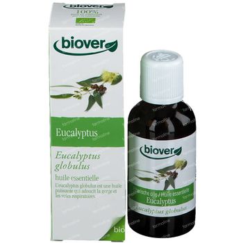 Biover Huile Essentielle Eucalyptus Commun – Voies Respiratoires – Huile Essentielle 100 % Bio 50 ml
