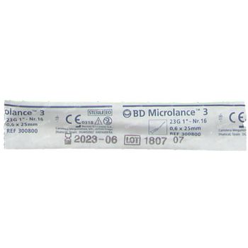 BD Microlance 3 Aiguilles 23G 1 RB 0.6x25Mm Bleu 10 st