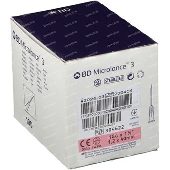 BD Microlance 3 Naald 18g 1.2mm x 40mm Rose 100 st