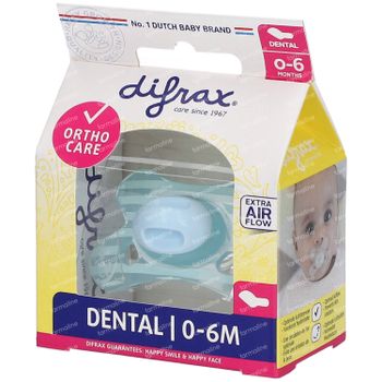 Difrax Sucette Dental 0-6 Moins 1 tétine