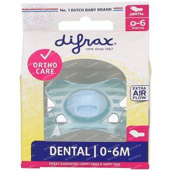 Difrax Sucette Dental 0-6 Mois 1 tétine