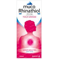 Muco Rhinathiol 5% Sirop Adultes Sans Sucre Toux Grasse 250 ml sirop