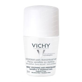 Vichy Deodorant Anti-Transpiratie Gevoelige of Geëpileerde Huid 48h 50 ml roller