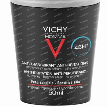 Vichy Homme Deodorant Anti-Transpiratie Gevoelige Huid 48h 50 ml roller