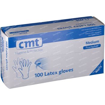 CMT Handschoenen Latex Wit PF Medium 100 st