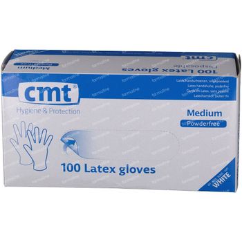 CMT Handschoenen Latex Wit PF Medium 100 st