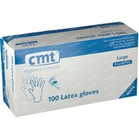 CMT Handschoenen Latex Wit PF Large 100 st