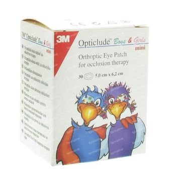 3M Opticlude Compresse Occulaire Boys & Girls Mini 5cm X 6cm 2537PE 30 st