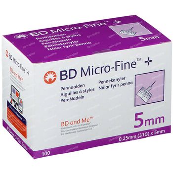 BD Microfine+ 5 mm Aig. Stylo 0,25mm – 31G 100 st
