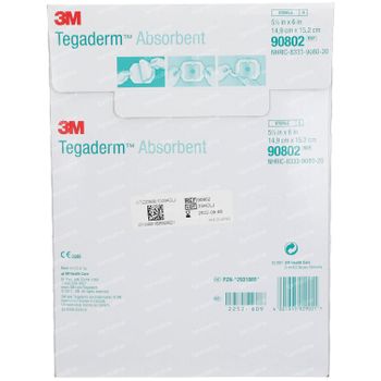 3M Tegaderm Absorbent - Pansement Transparent Acrylique Carré 14,9cm X 15,2cm 90802 5 st