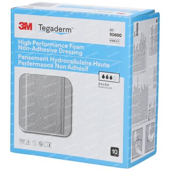 3M Tegaderm Foam Pansement Hydrocellulaire Non-adhésive 5,1cm X 5,1cm 90600 10 st