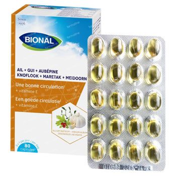 Bional Ail + Gui + Aubépine – Circulation Sanguine et Immunité – Complément Alimentaire à la Vitamine E 80 capsules
