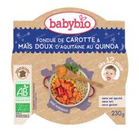 Babybio Franse Wortelen, Suikermaïs, Quinoa en Koriander – Biologische Babyvoeding – Vegetarische Avondmaaltijd –  Vanaf 12 Maanden 230 g