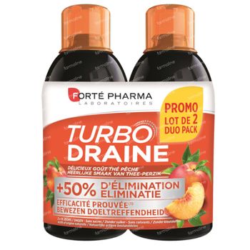 Forté Pharma Turbodraine Groene Thee-Perzik Duopack 2x500 ml