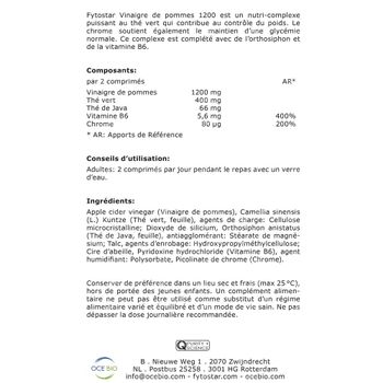 Fytostar Vinaigre de Pomme 1200 + 200 Comprimés GRATUITS 100+20 comprimés