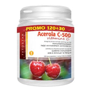 Fytostar Acerola C 500 – Résistance- Vitamine C 120 comprimés à croquer