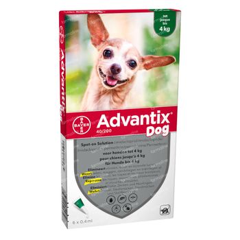 Advantix 40/200 Spot-On Solution Chien <4kg 6x0,4 ml
