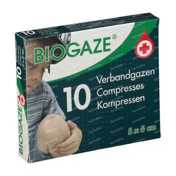 Biogaze Bandage 5x5cm - Plaies, Blessures légères et Brûlures Superficielles 10 pièces
