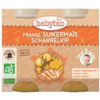 Babybio Franse Suikermaïs en Scharrelkip - Biologische Babyvoeding - Maaltijd - Vanaf 8 Maanden 2x200 g