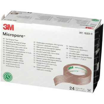 3M Micropore Surgical Tape Huidskleur 1.25cmx9.15m 24 pleisters