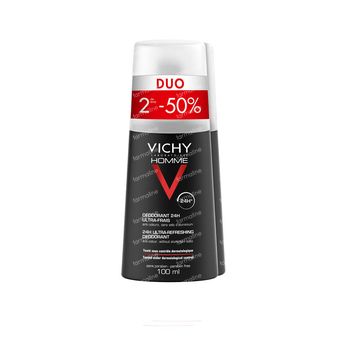 Concreet Volwassenheid Abnormaal Vichy Homme Deodorant Ultra Verfrissend 24h Duo PROMO 2x100 ml spray online  bestellen.