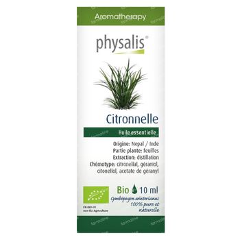 Physalis Citronnelle de Java Huile Essentielle Bio 10 ml