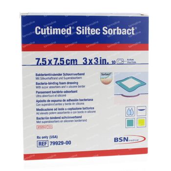 Cutimed Siltec Sorbact Pansement En Mousse 7,5x 7,5cm 10 st