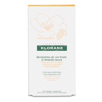 Klorane Cold Wax Small Strips with Sweet Almond Face & Sensitive Areas 6 stuks